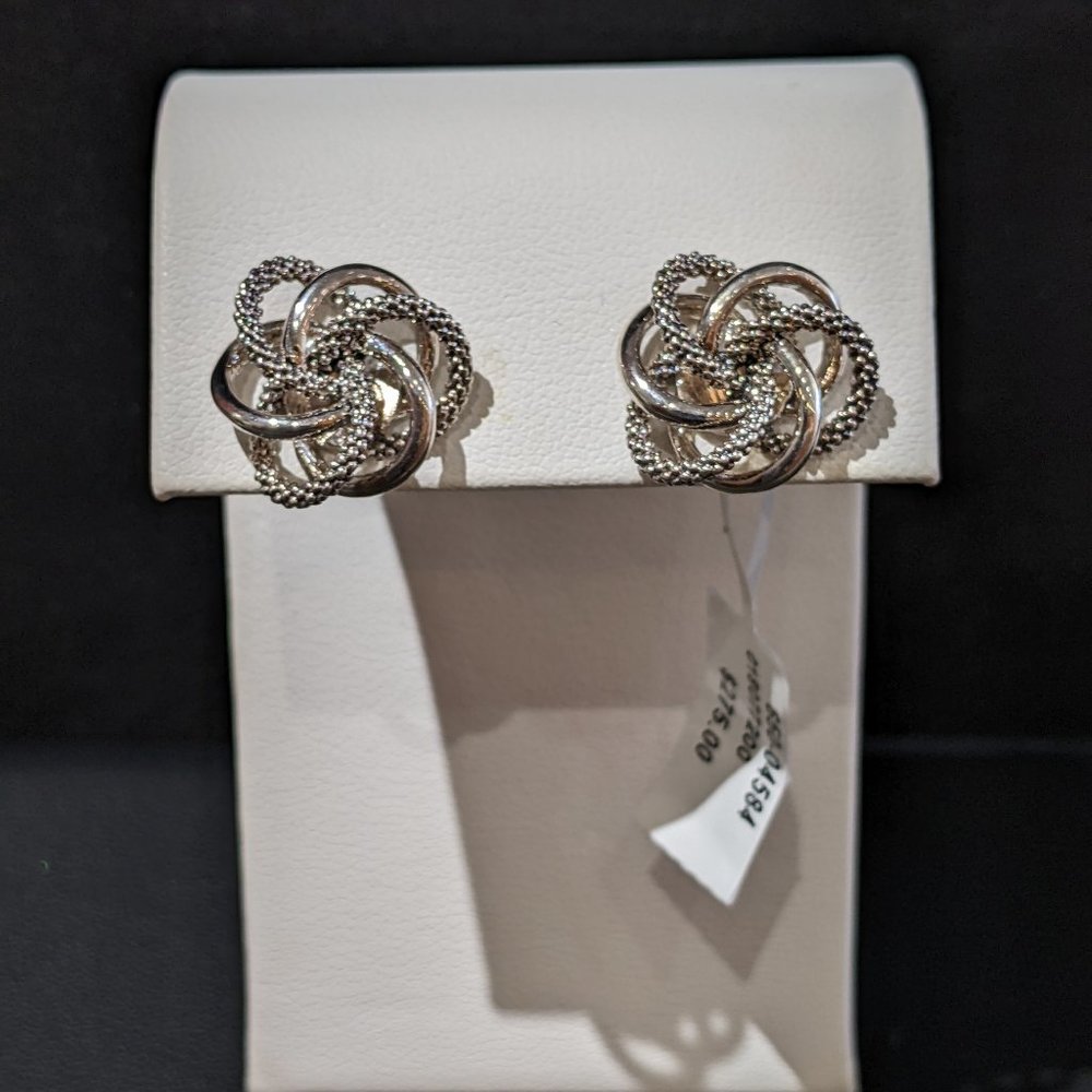 LAGOS Large Silver Love Knot Stud Earrings